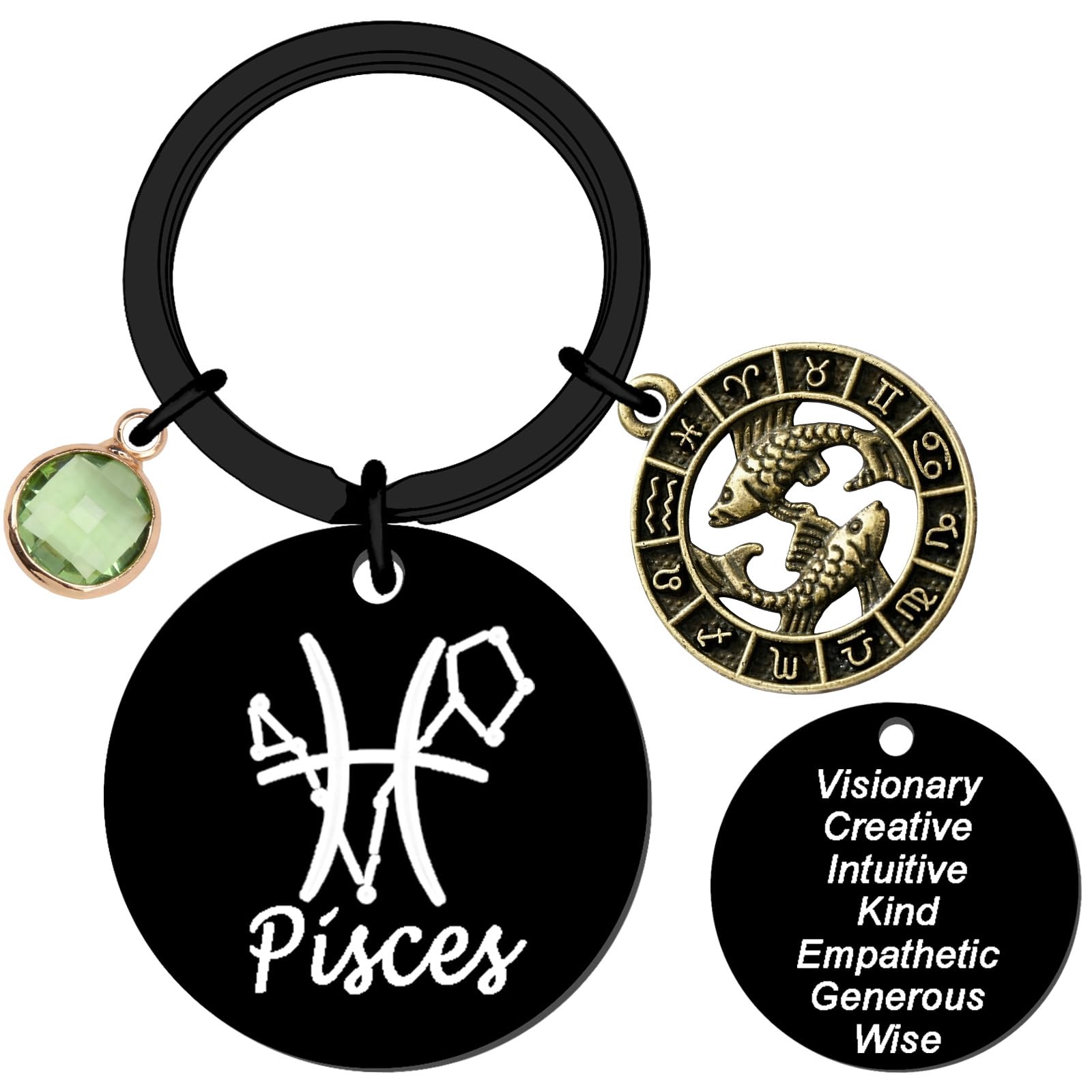 QuLuvaeri Zodiac Gifts 12 Constellation Keychain Gifts for Women Star Sign Accessories for Friends Female Friendship Keys, Birthday, Christmas, Bag, Backpack (Pisces)