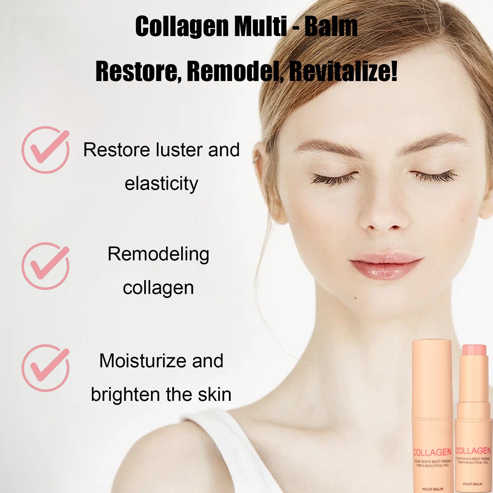 Multi Balm Stick for Face & Lip, Collagen Stick for Anti Wrinkles Hydrating and Moisturizing Collagen Wand Stick for Women and Girls - Image 4