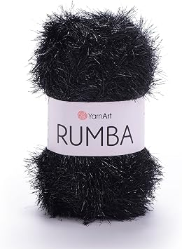 YarnArt Rumba Eyelash Fun Fur Yarn - Luxury Long Hair Yarn with Metallic Sparkle for Knitting, Crochet & Crafting, 80% Polyester 20% Metallic, 100g/160m, 5.5mm Needle & Hook, Soft and Stylish 107