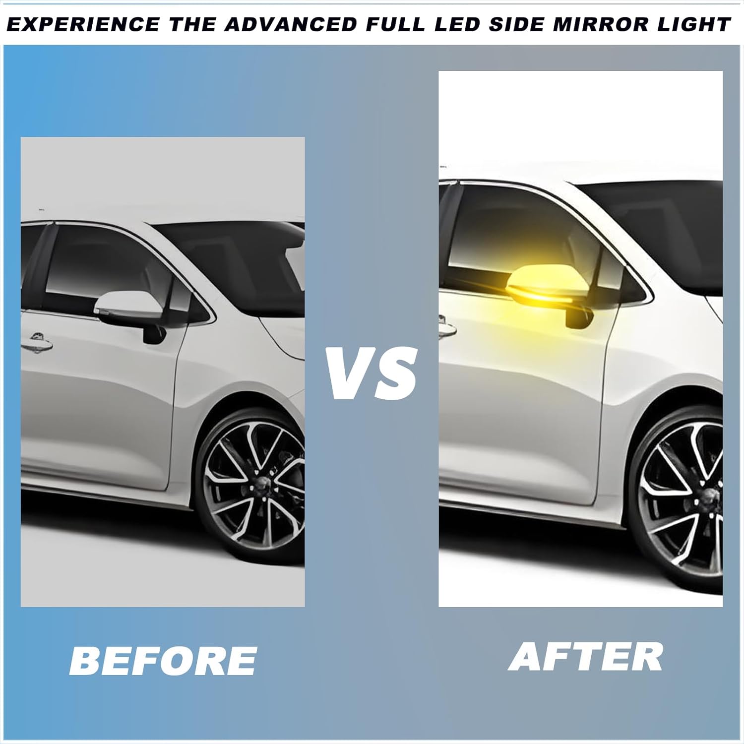 Black Lens LED Side Rearview Mirror Lights 2 in 1 Function Feature Kit for 2019-2023 Toyota Corolla - Switchback White DRL & Amber Dynamic Sequential Turn Signal | Direct Replacement Assembly