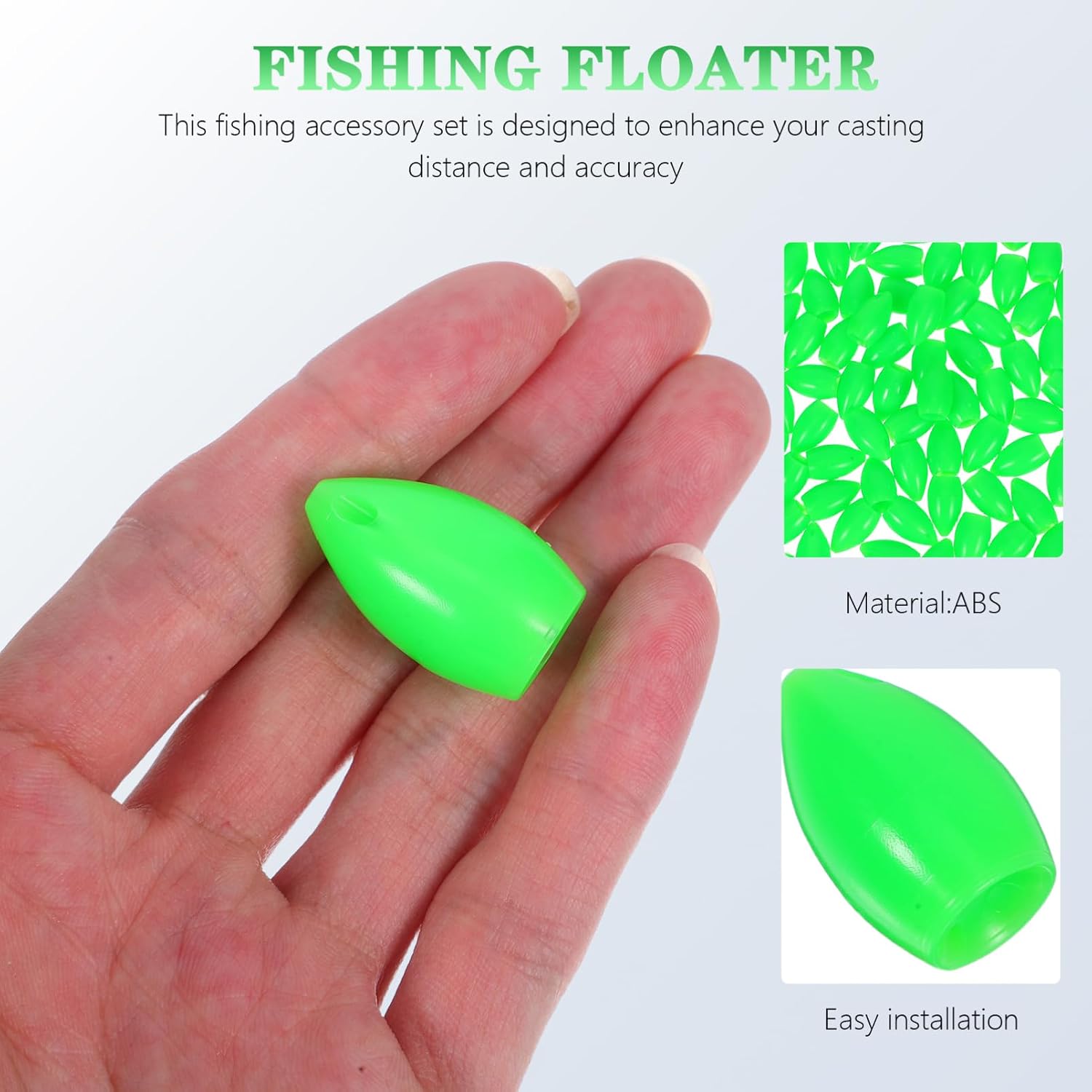 VICASKY 100PCS Fishing Beads for Lure Making Floating Sinking Plastic Beads Oval Round Luminous Bait Eggs for Saltwater and Freshwater Fishing Techniques