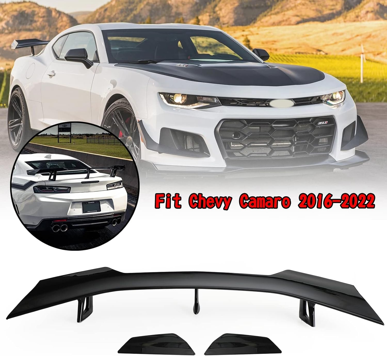 Rear Trunk Spoiler, Gloss Black ZL1 1LE Style Rear Trunk Wing Spoiler fit for Chevy Camaro 2016-2022