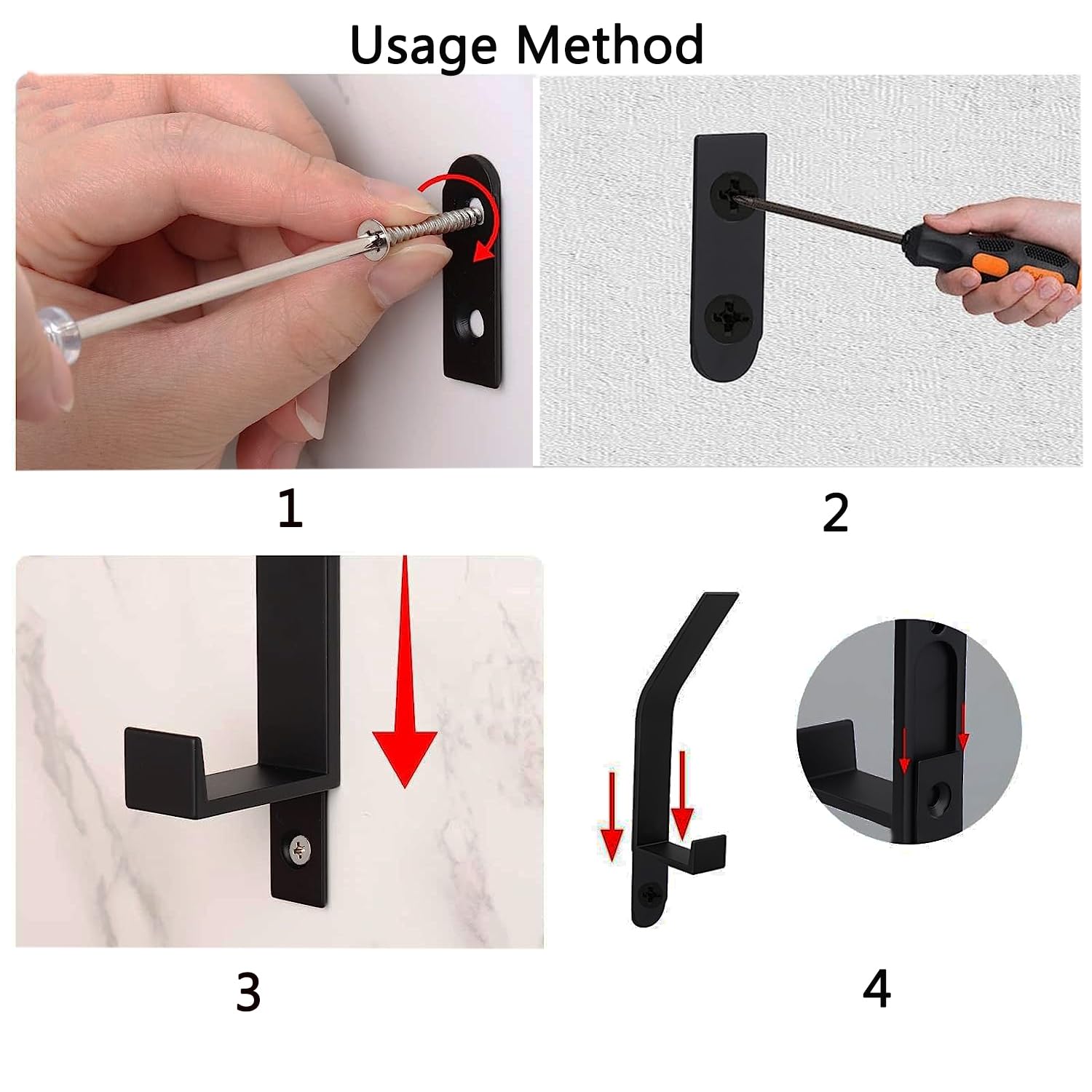 Bogoro Ganci Appendiabiti 6 ganci Ganci Asciugamani Ganci Moderni Viti Invisibili Drandi Ganci Doppi Ganci Appendiabiti Nero Per Giacche, Cappotti, Asciugamani, Borse, Sciarpe