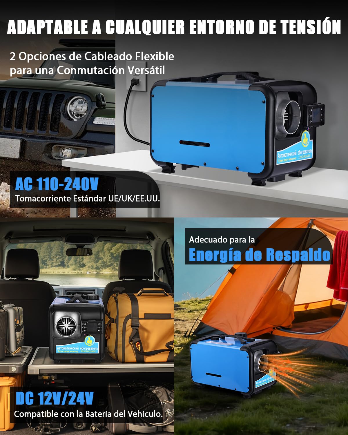 Timiyou Calefacción Estacionaria Portatil 8KW 12V/24V/220V, Control Remoto LCD y App Bluetooth, 0.18-0.52L/h, Temp. 5-35°C - Todo en Uno para Autos, Camiones, Barcos, Autocaravanas, Calentador Diesel