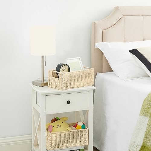 Miniatura 3 de Vagusicc Cesta de almacenamiento de mimbre, juego de 2 cestas de mimbre de cuerda de papel tejida a mano, pequeñas cestas de almacenamiento para