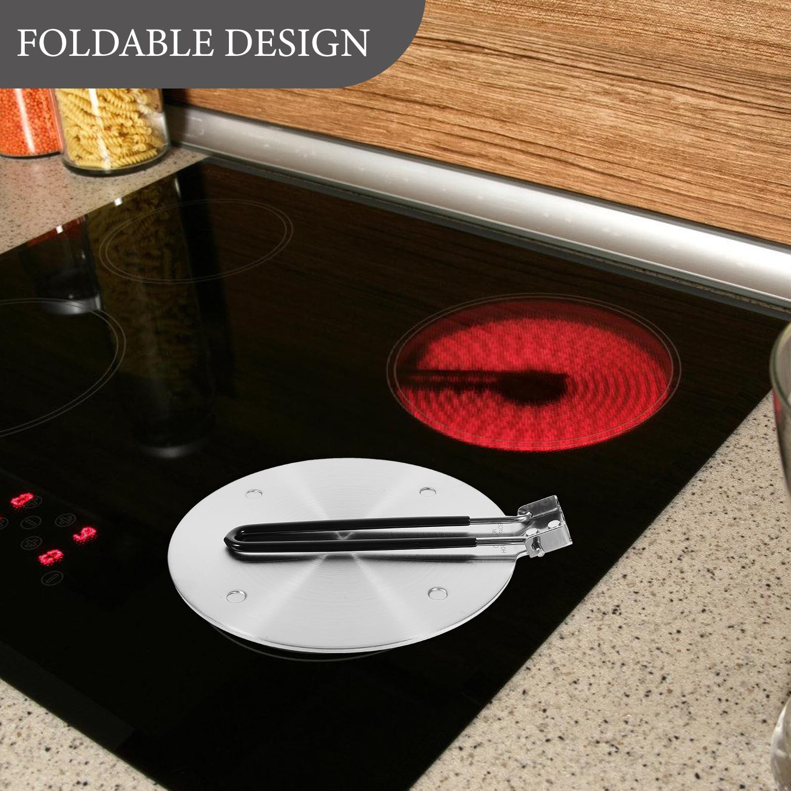 Healifty Difusor de Calor para Inducción Inoxidable Placa de Conducción Térmica Plegable y Gruesa Adaptador para Estufas de Gas y Cocina Eléctrica para Cafeteras y Utensilios