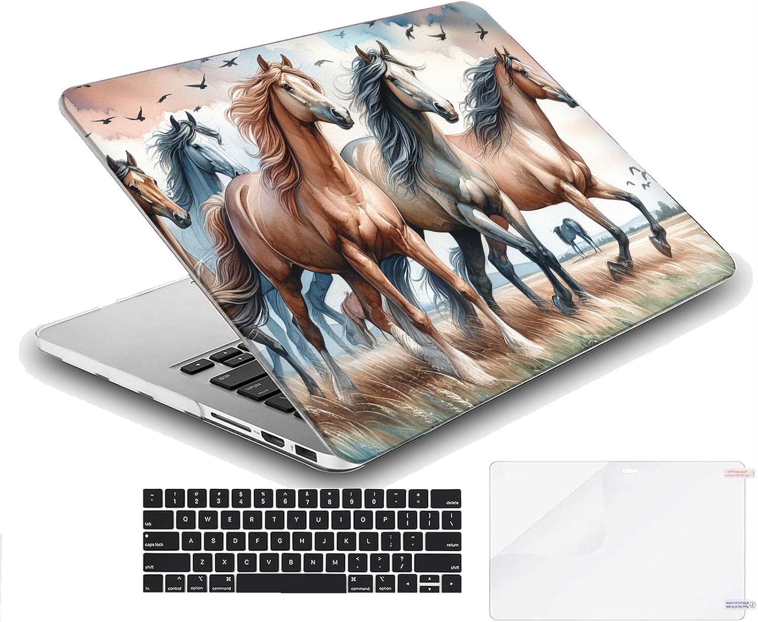 Compatible with MacBook Air 13 inch, Hard Shell Case with Keyboard Cover and Screen Protector (A1369 A1466, 2010-2017 Release) - Horse MC21922