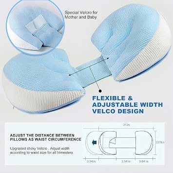 Pregnancy Pillow for Pregnant Women, Memory Foam Pillow for Side Sleeper, Maternity Pillow Support for Back, Belly, HIPS, and Legs, Portable and Adjustable Travel Wedge Pillows Blue
