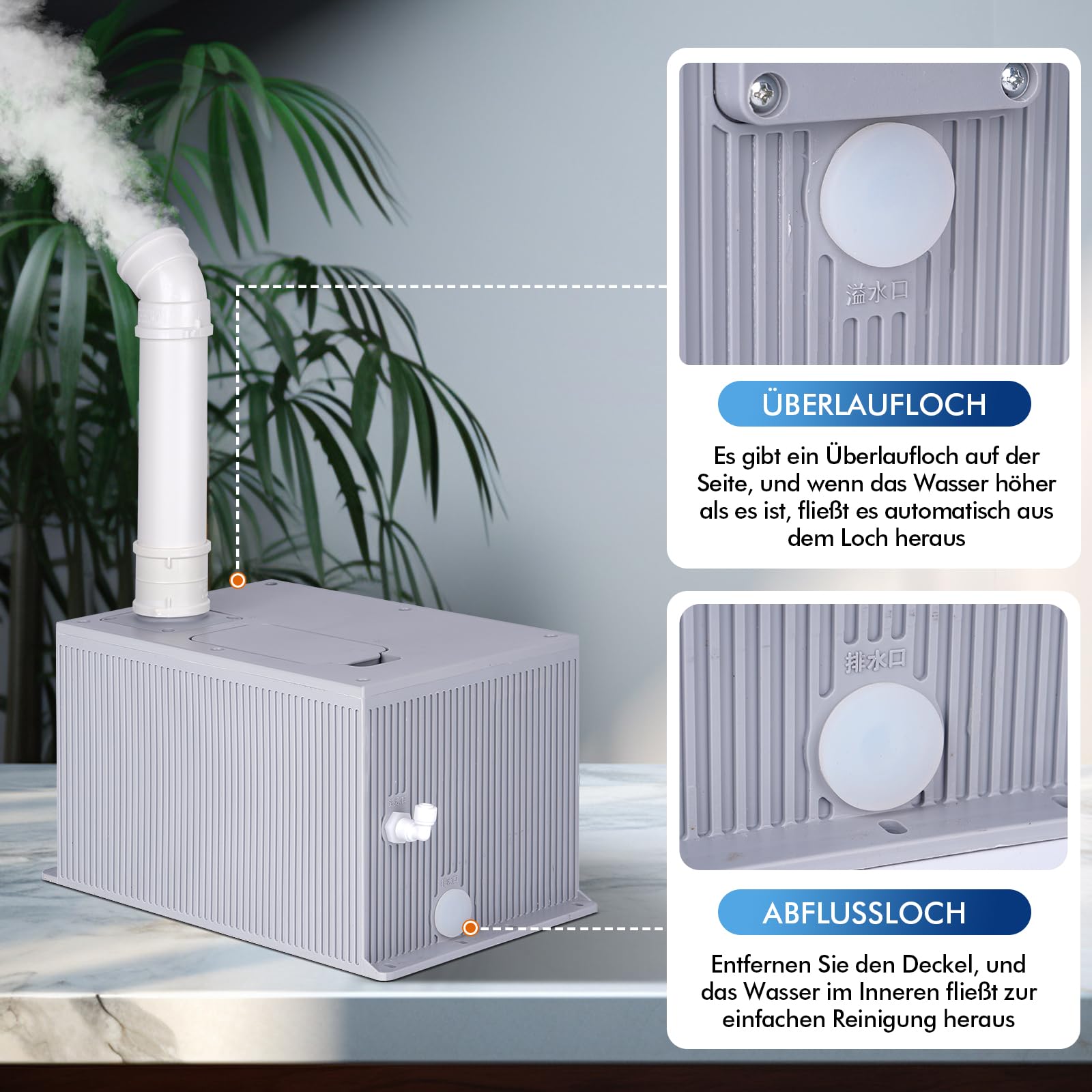 Umidificatore Industriale Grande Volume Mist Umidificatore Ad Ultrasuoni Macchina Nebbia con Filtro Universale Tubo in PVC per Officina Supermercato Magazzino Pianta Ver