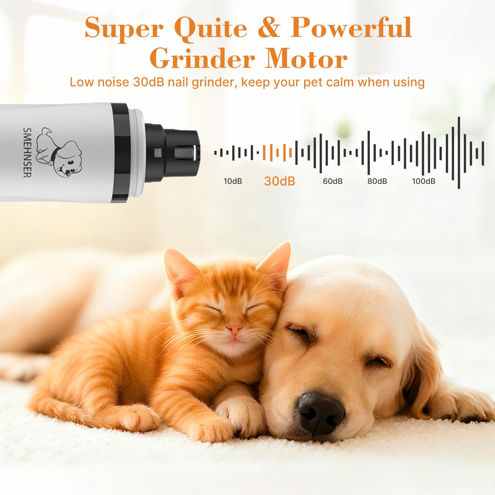 ahansi Dog Nail Grinder, 2026 Upgrade Quiet Dog Nail Grinder Cordless with LED Light & 3 Speeds, Quick USB Rechargeable Dog Nail Trimmer for Thick and Long Nails (1pc+2 Heads) - image 2