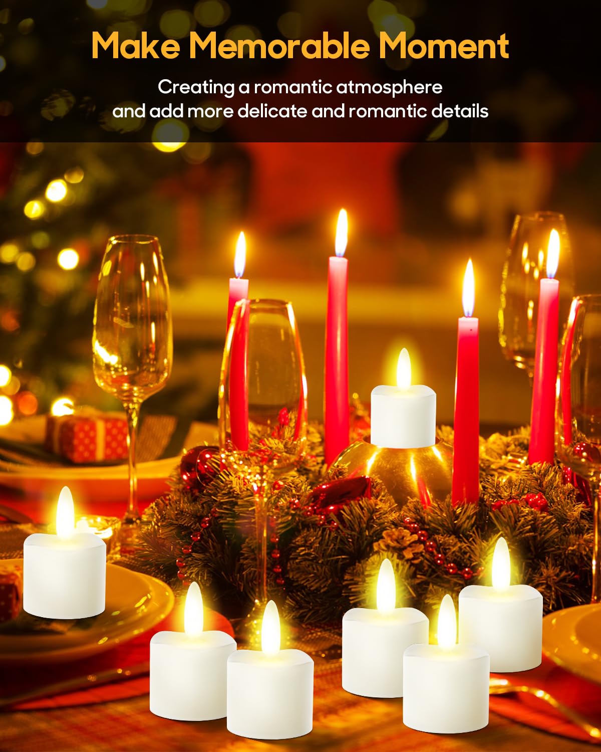 Candele LED Cimetech 24 Pezzi Con Timer - Senza Fiamma Per Decorazioni Casa E Feste - Foto 2