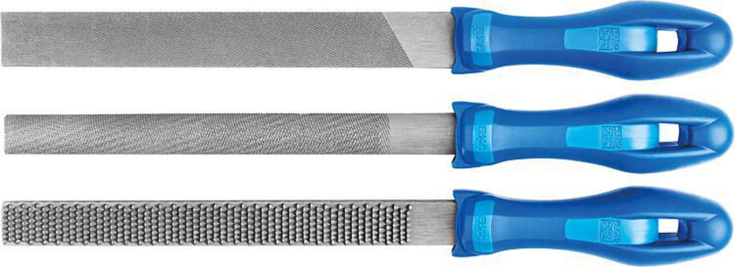 PFERD TOOLS Feilenset in schützendem Umkarton, 3 Feilen, 200mm, 11202300 – für eine hohe Zerspanungsleistung bei guter Standzeit und zum Schärfen geeignet