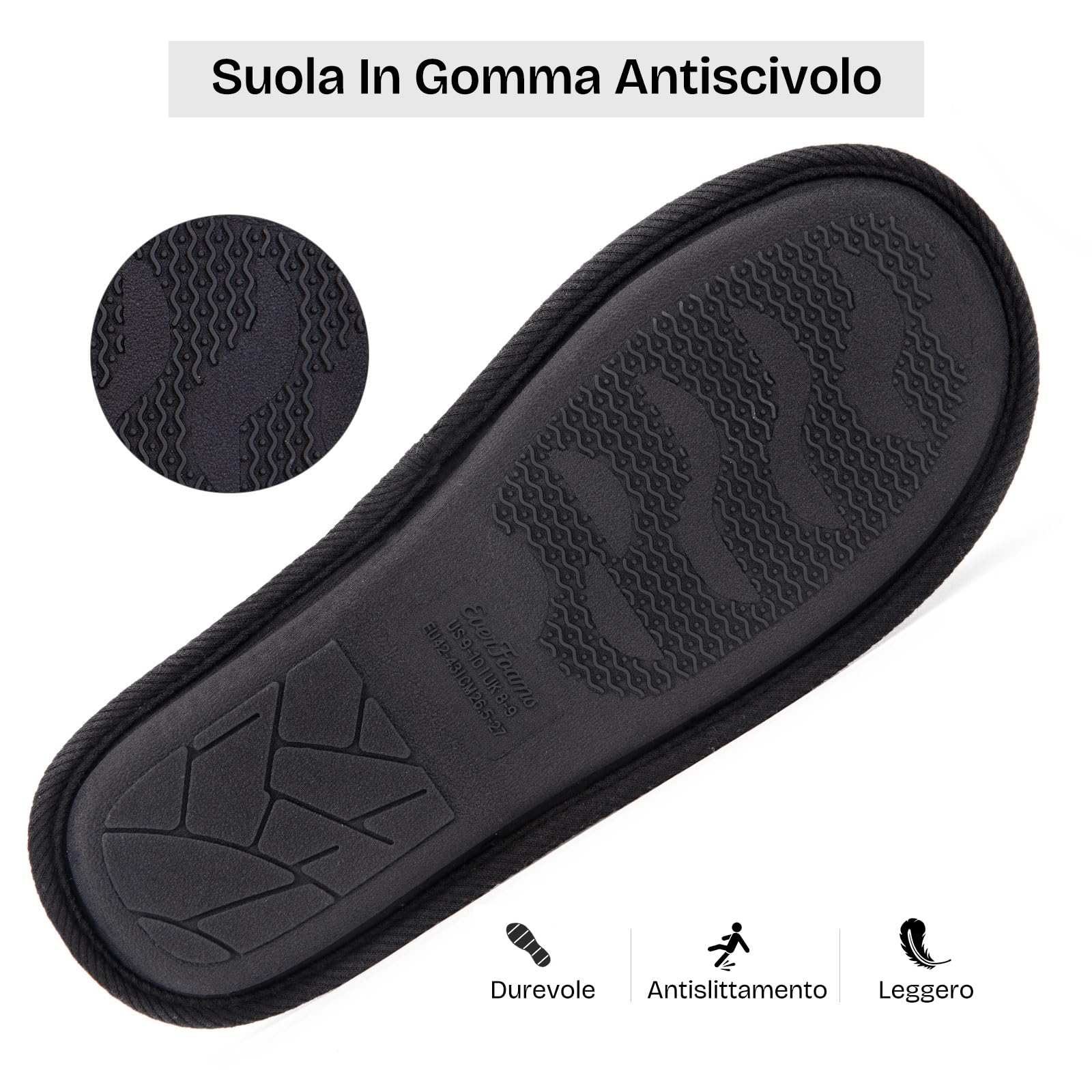 EverFoams Pantofole Classiche da Uomo in Memory Foam, Ciabatta in Spugna Traspirante