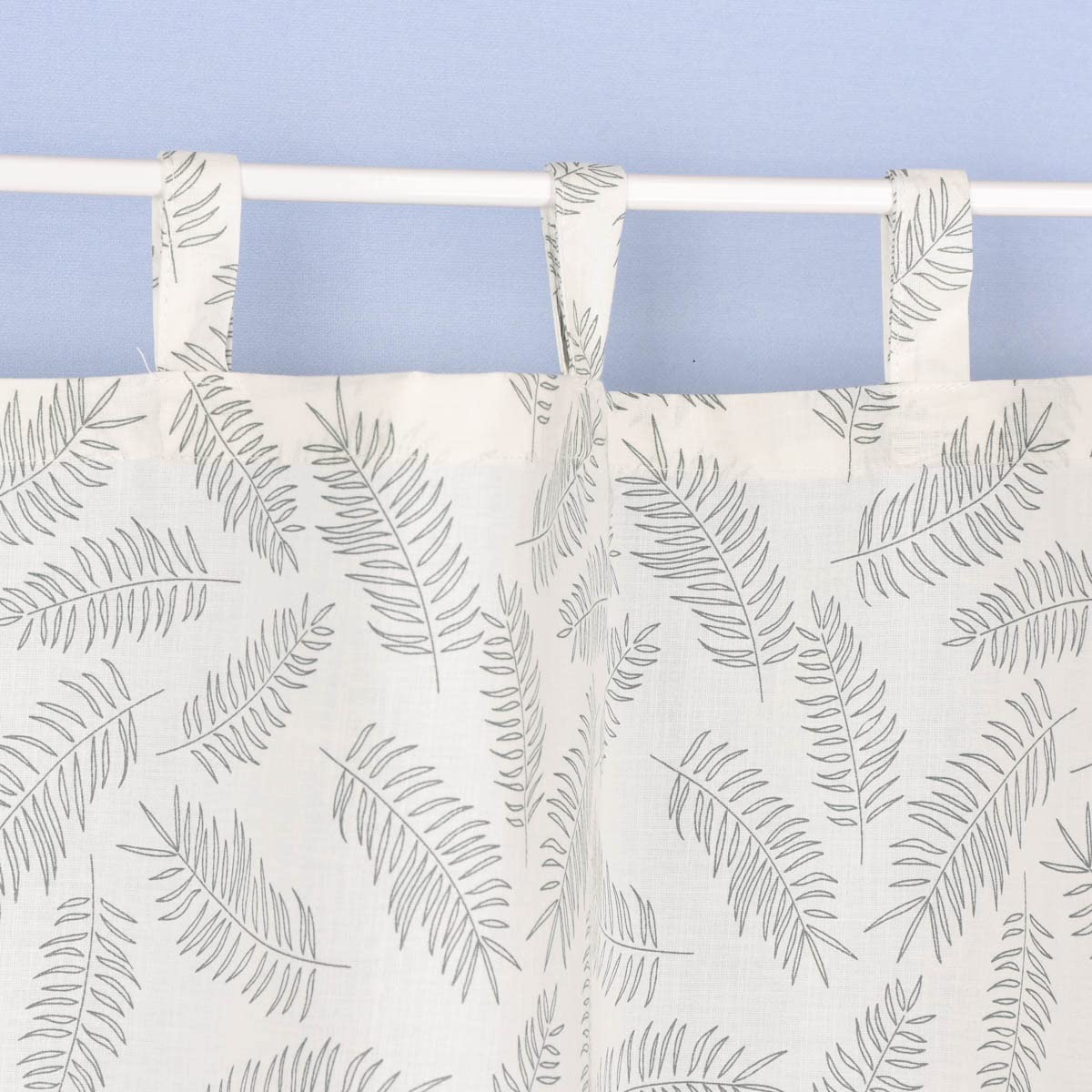 SCHÖNER LEBEN. Rideau brise-bise bio en coton bio avec impression de feuilles blanc laine/vert 150 x 50 cm