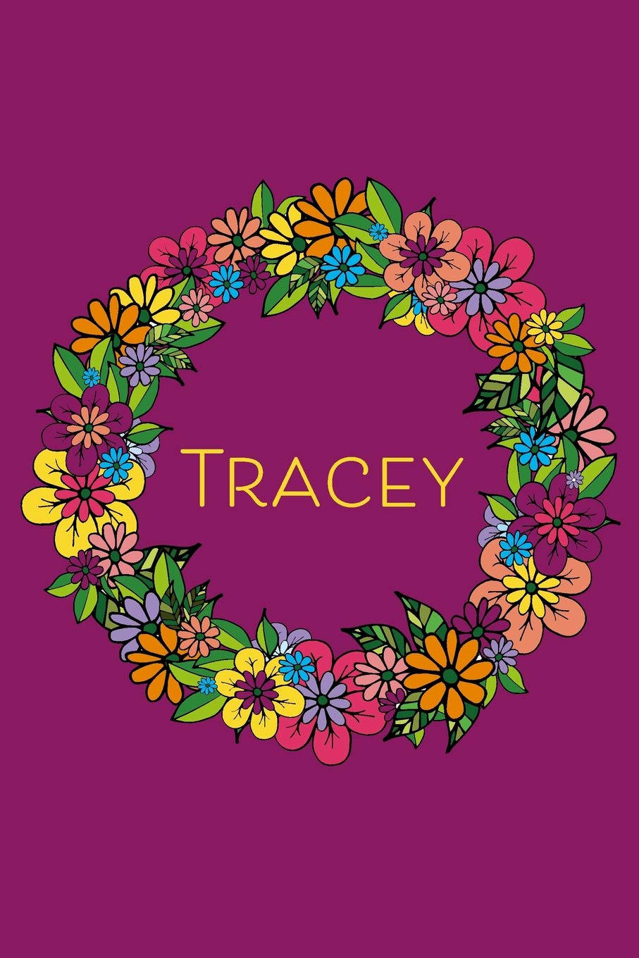 Tracey: Personalised Floral Doodle 6x9 Blank Lined Journal