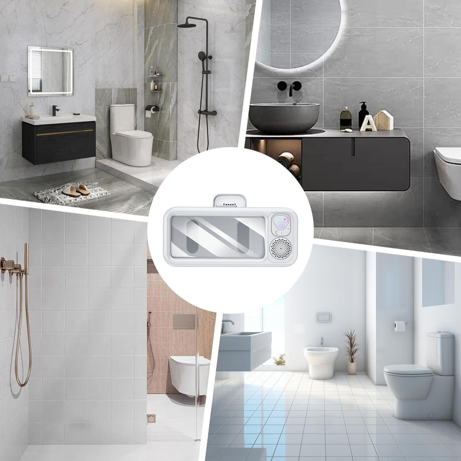 Support de téléphone de douche | Support de téléphone antidérapant haute sensibilité, support de téléphone portable de salle de bain avec haut-parleur – pour voyage, appartement, dortoir, maison