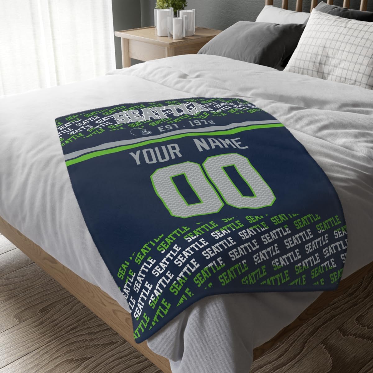 ANTKING Seattle Throw Blanket Custom Name and Number Blanket for Men Women Boy Gifts - Image 5