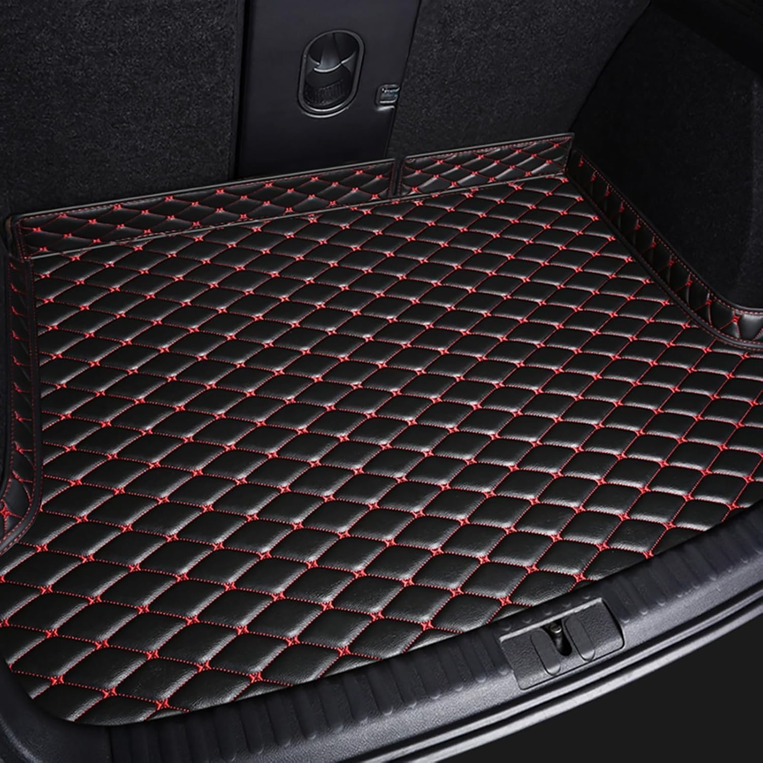 WUYYHD Car Leather Boot Liner For Peugeot 3008 GT Hybrid 2020-2025,Waterproof Anti-Scratch Cargo Storage Tray,Black Red