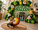 Party Propz Jungle Theme Half Birthday Decorations - 36 Pcs Animals Theme Half Birthday Decoration Combo | Bday Decorations for Baby 6 Months |Half Bday Decoration For Baby Boy gallery image