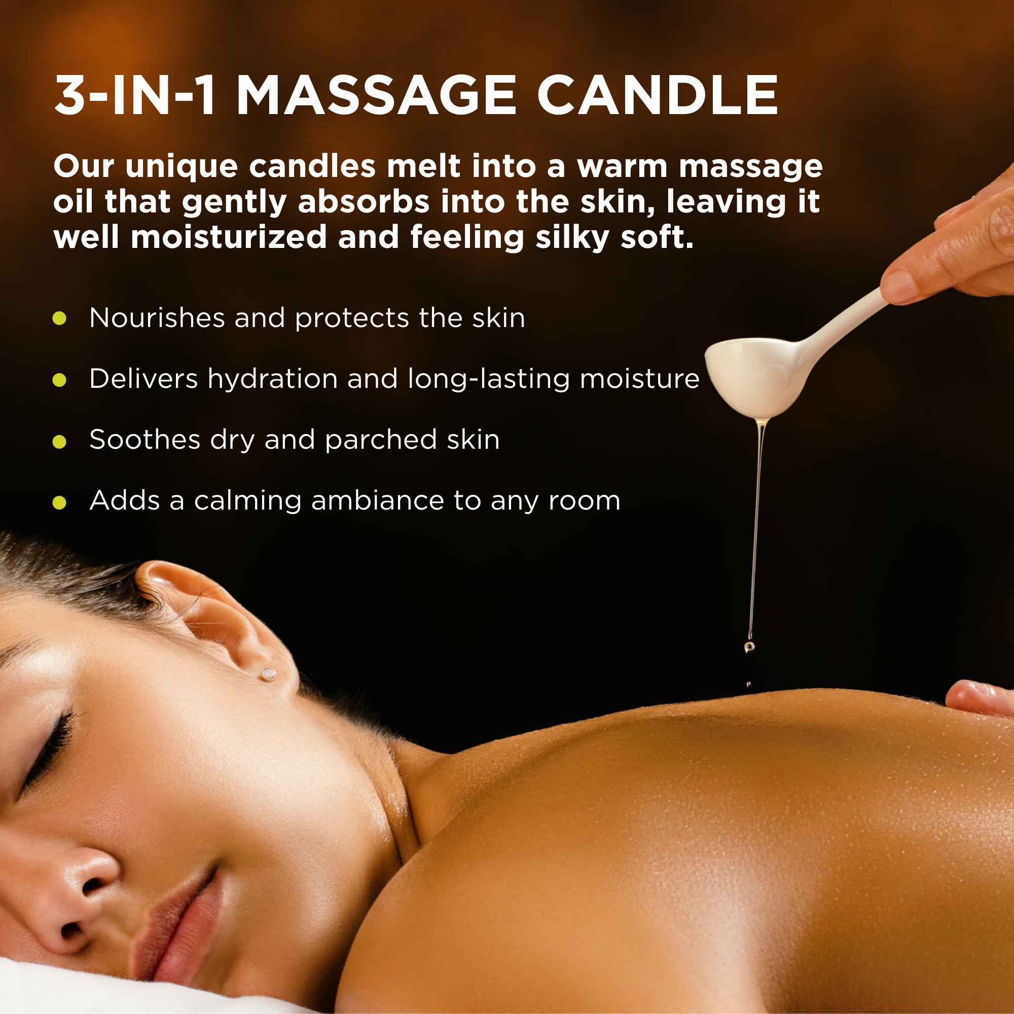 3-in-1 Massage Candle,  Scent - 6 oz. - Candle, Massage Oil & Moisturizer in One - Coconut, Apricot & Soybean Oil - Vegan & Cruelty Free: Lavender