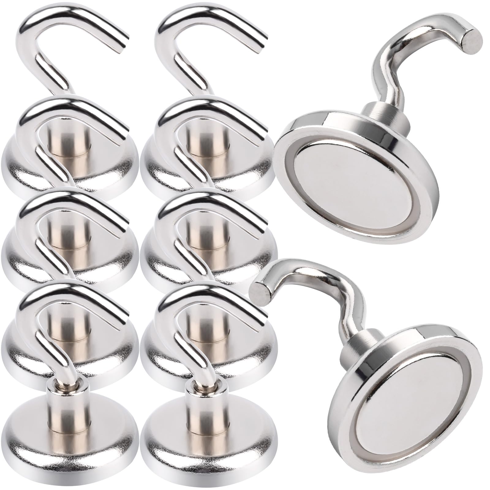 Aenienoe Magnethaken Extra Stark 32mm Magnet Haken Starke Magnete mit Haken Groß Magnetische Neodym Magnetic Hooks Hakenmagnete zum Aufhänger Küchen Camping Zubehör Magnethalter 10Stück