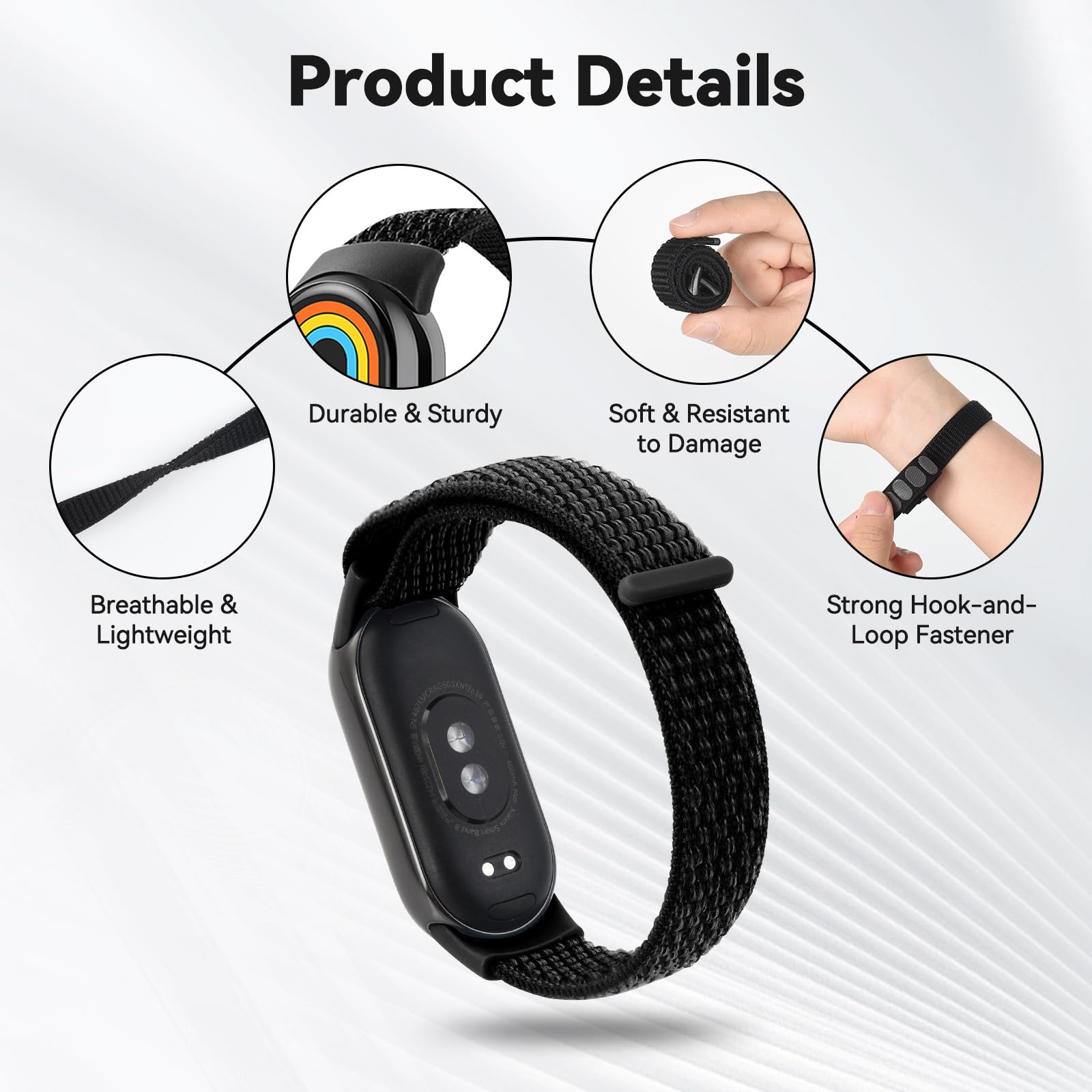 aceyoon Nylonowa bransoletka kompatybilna tylko z Xiaomi Smart Band 10/9/8, 3 regulowane elastyczne bransoletki sportowe