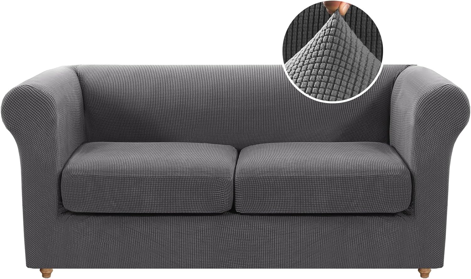 WJHDWYD Sofa Cover with Armrests Stretch Chesterfield Sofa Cover Modern Non-Slip(Grigio,2 Posti)