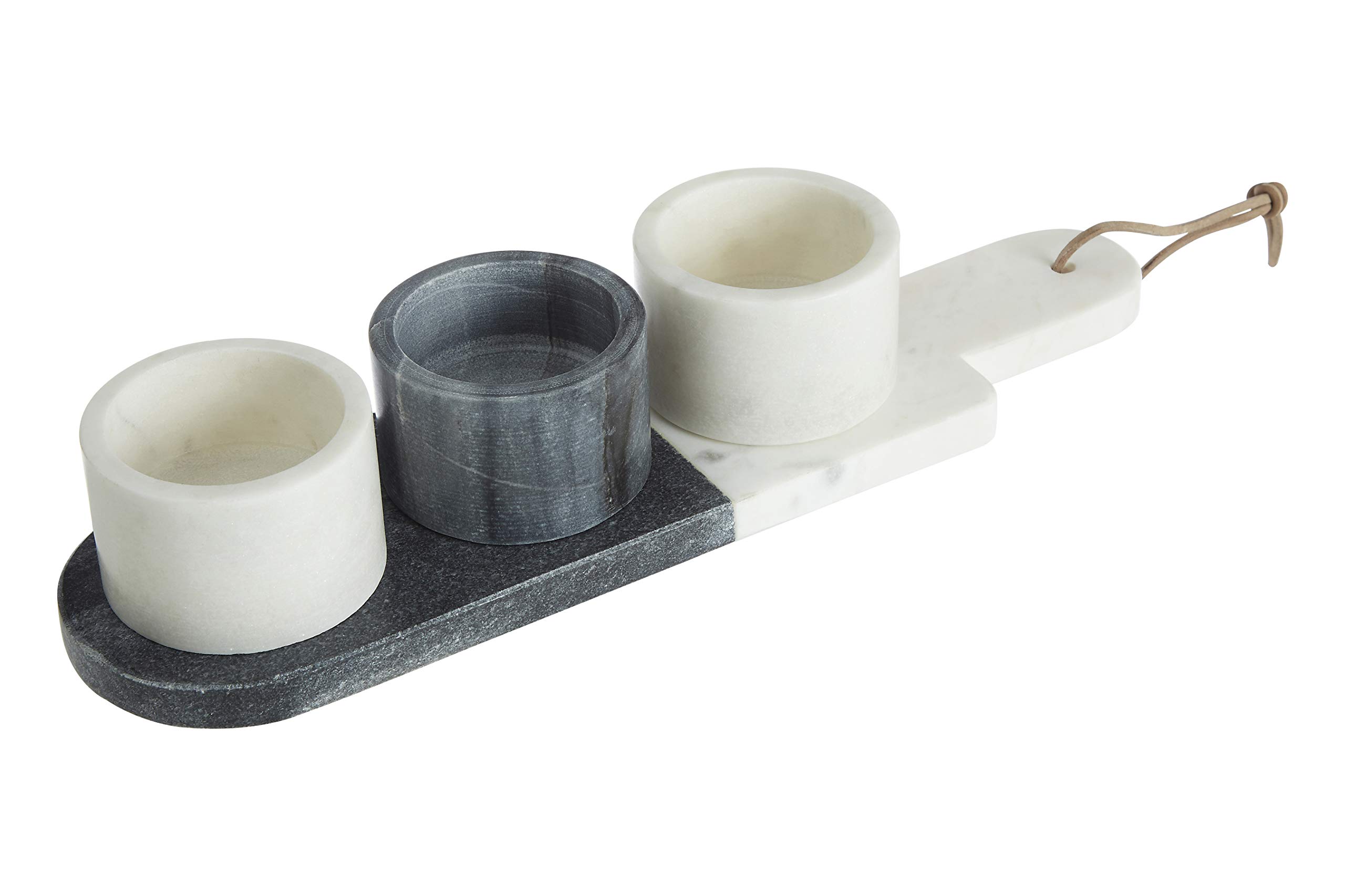 Premier Housewares 3 Pc Condiment Paddle Board Set White/Grey