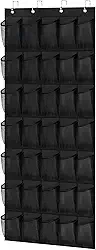Sapateira de Porta Organizadora, Saco de Armazenamento Suspenso - Vertical, Organizador de Sapatos para Parede, Preto