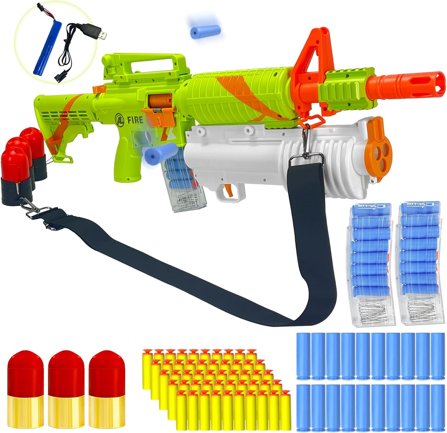 Toy Gun Shell Ejecting Electric Soft Bullet M16 Models Foam Blasters with Grenade Launcher & 3 Grenade Bullets Auto/Manual Modes Indoor Outdoor Play for Boys Girls Adults Age 8-14+