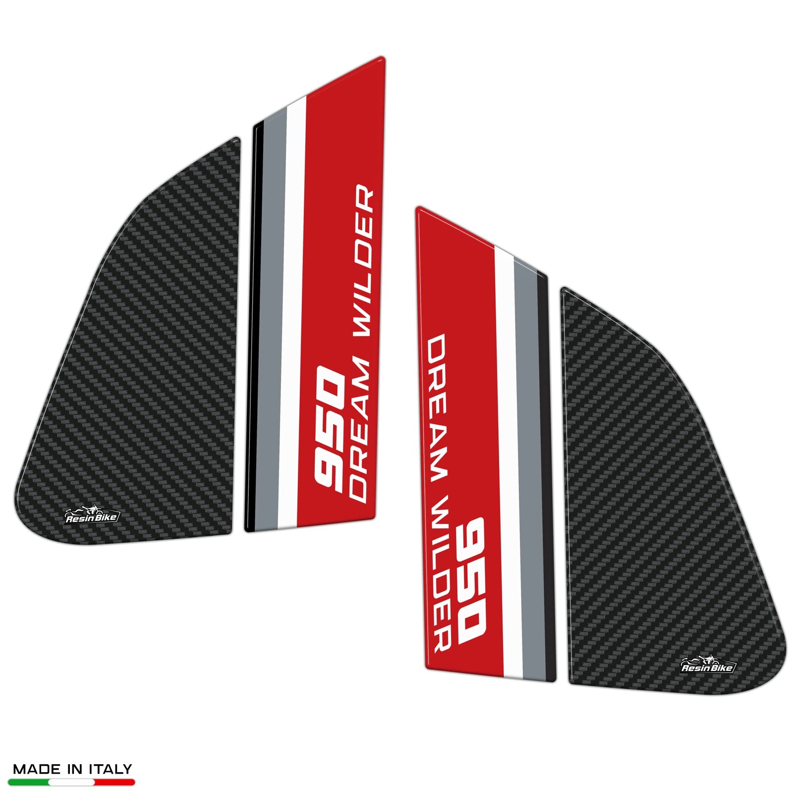 Resin Bike Adhesivos Protector Para Ducati DesertX 2022 – Kit De Protecciones Laterales Y Tanque, Resina 3D, Hecho En Italia
