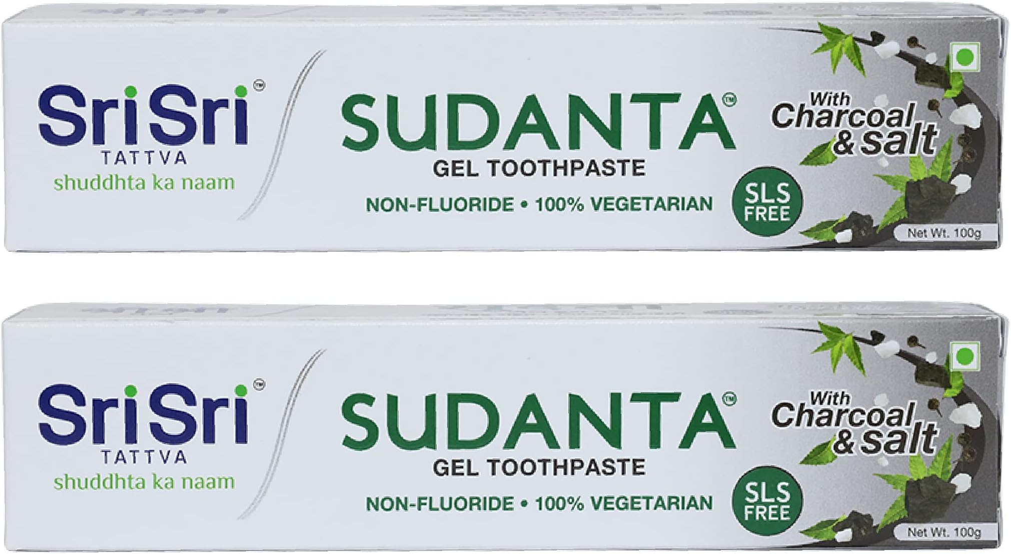 Sudanta Herbal Gel Multi Action Toothpaste - All Natural, Sls Free, Fluoride Free Tooth Paste With Charcoal, Salt & More - 100G (Pack Of 2), For Kids And Adults