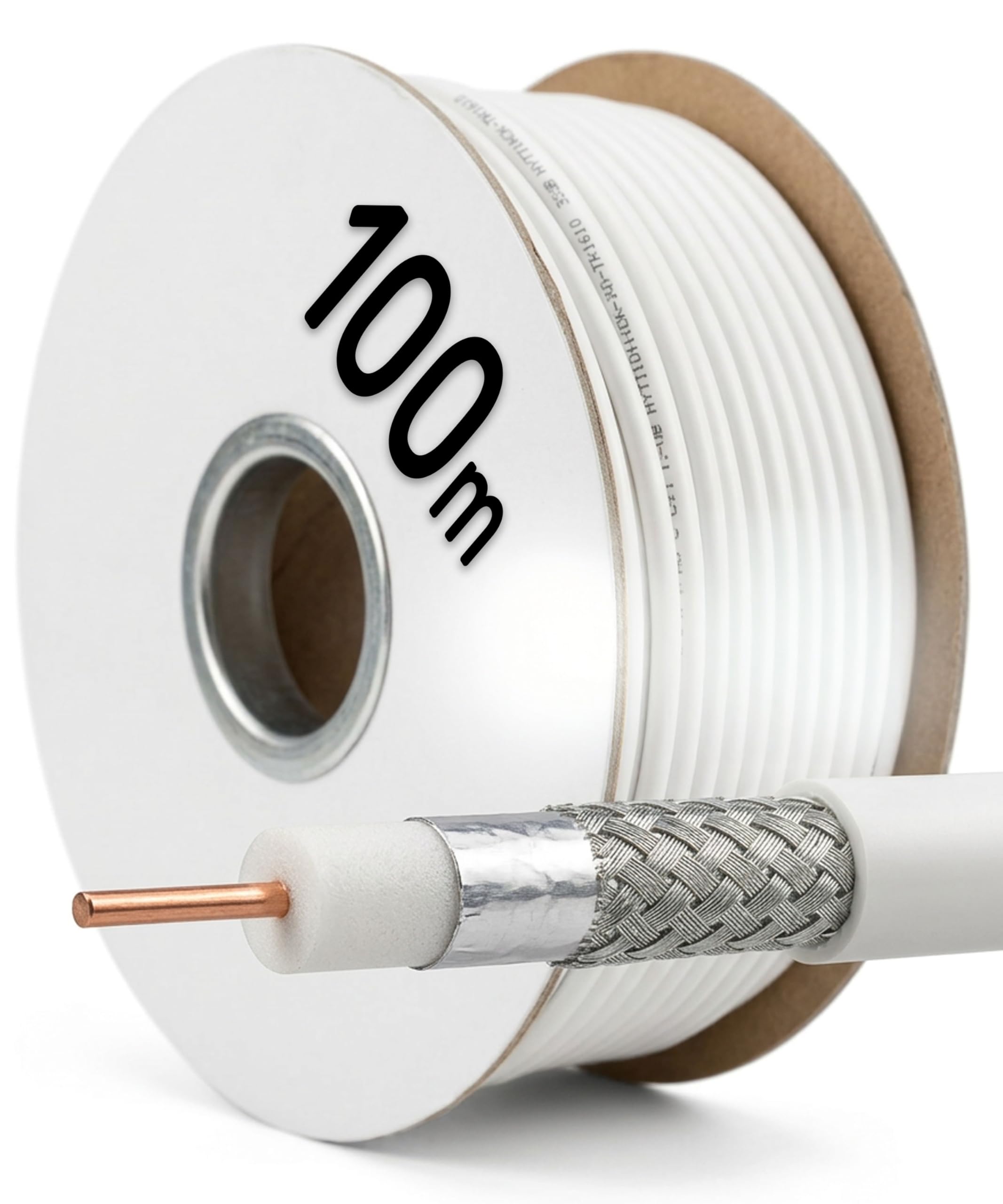 Jäger Cavo coassiale SAT TV, 100 m, cavo coassiale digitale, impianto BK > 90 dB, 75 Ohm, cavo SAT per DVB-T DVB-C DVB-S Radio DAB HDTV, bianco