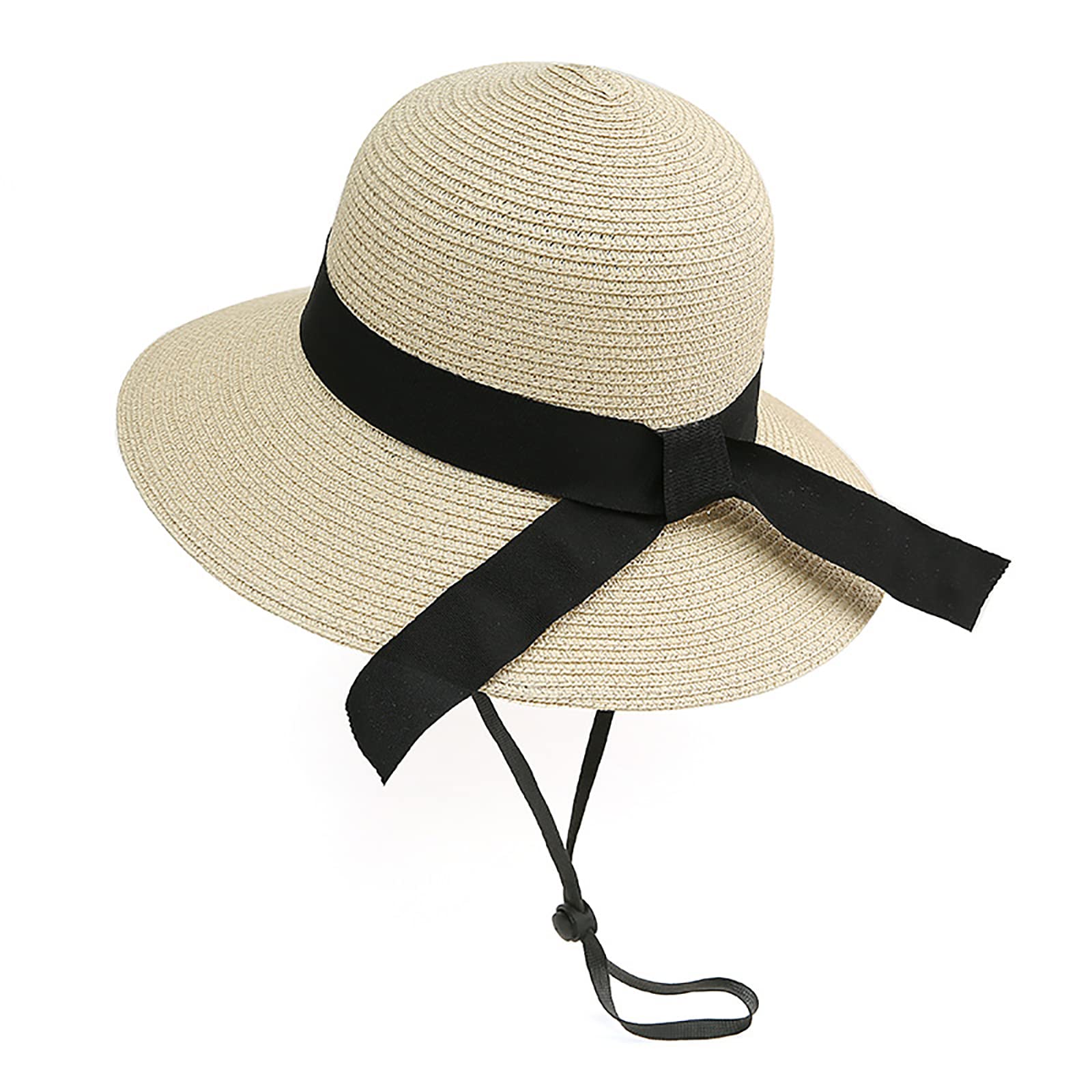 INOGIH Sombrero de paja para niñas, sombrero de playa de verano, sombrero de ala ancha con protección UV