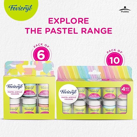 Fevicryl Multi Surface Pastel Acrylic Colours Kit 6 Shades X 15Ml | Ideal For Wood, Glass, Canvas, Metal, Plastic, Mould It | For Hobbyists, Artists, Diy Art And Craft - Image 6