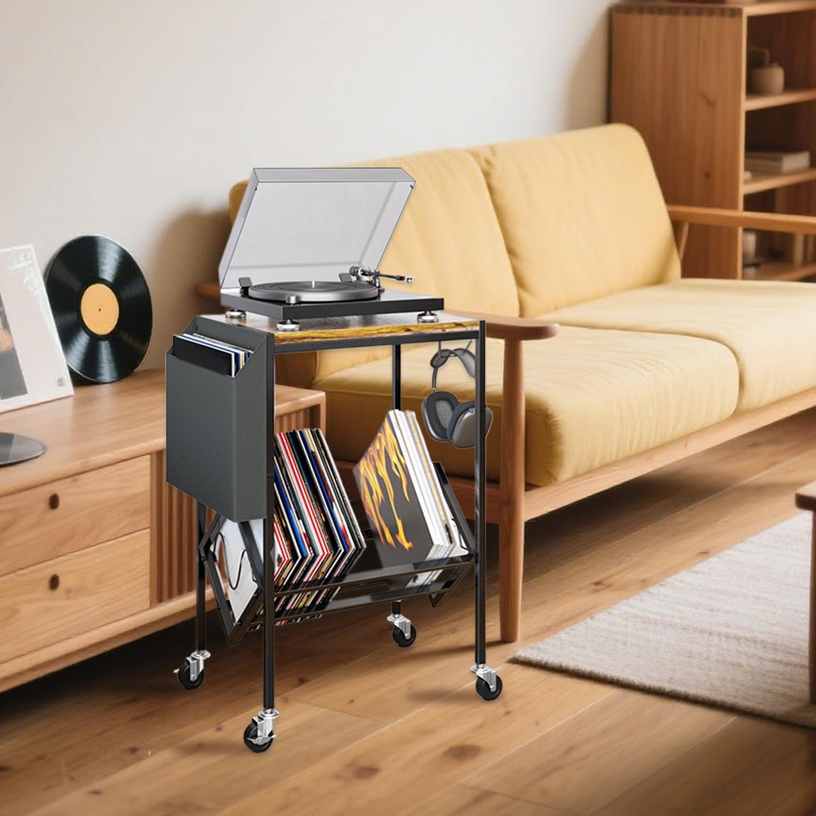 Espositore per dischi in vinile a doppio livello, per casa, negozio, studio, ufficio, soggiorno, perfetto per appassionati di vinile e collezionisti