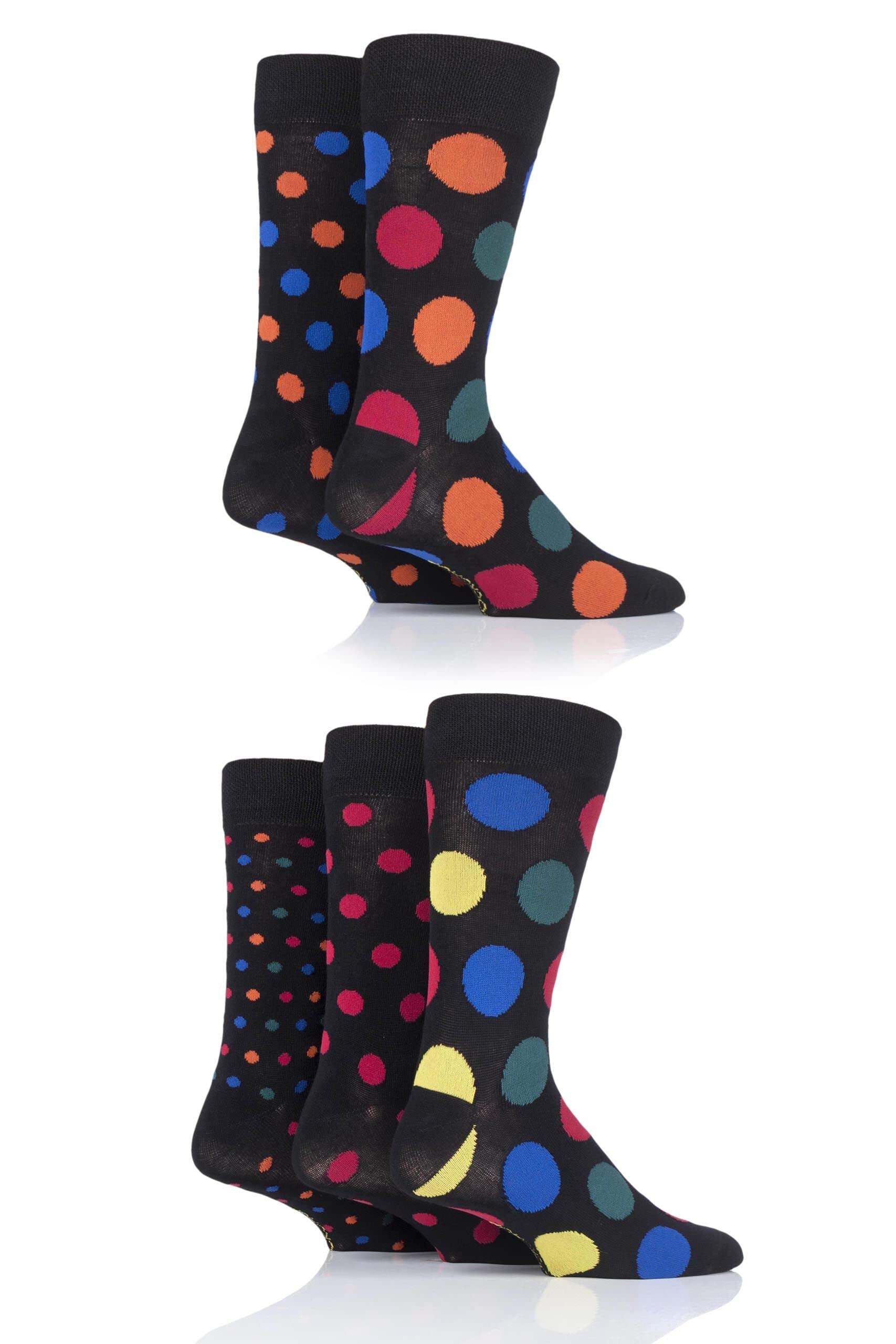 Sockshop Men's Black Jewel Patterned Bright Colourful Natural Bamboo Socks Various Designs For Everyday Wear Size 7-11 Pack Of 5 7-11