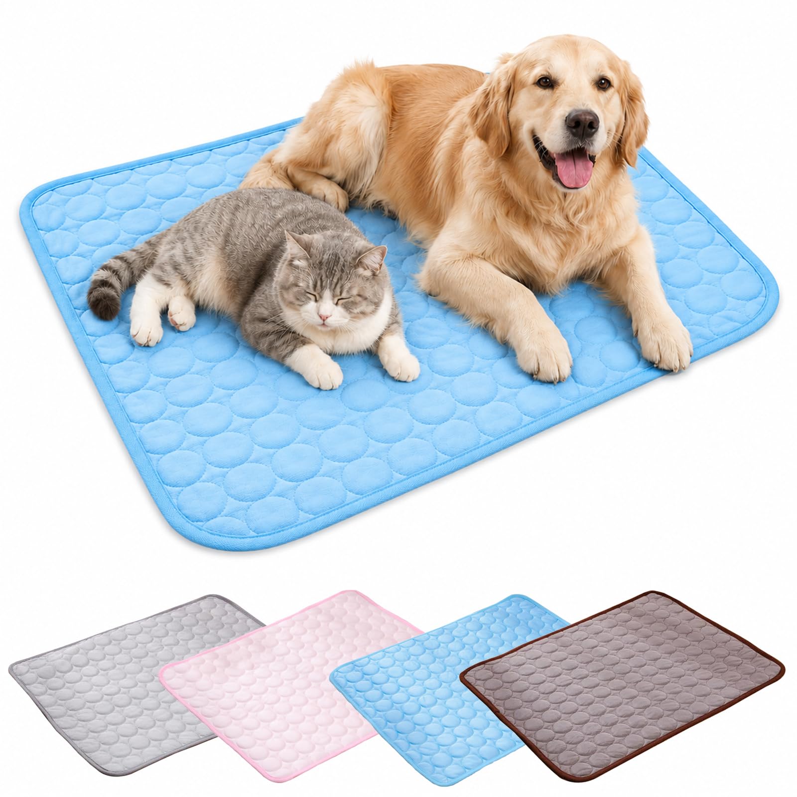 Outdoor Cooling Mat for Dogs Ice Silk, Dog Cooling Mat for Indoor，blue：L