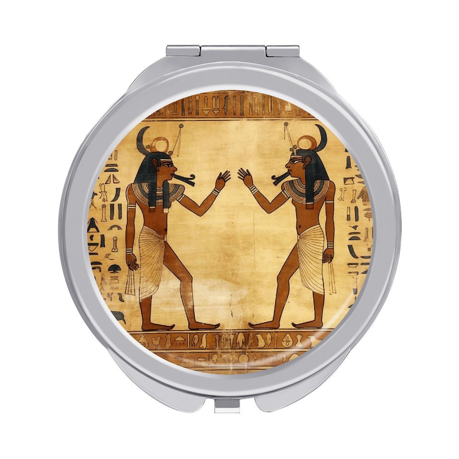 VstaDank Ancient Egyptian Compact Mirror for Purses Round Fashion Travel Makeup Mirror 2X /1x Magnifying Double Sides Mini Mirrors Portable Pocket Mirrors for Handbag Purse Women Gift
