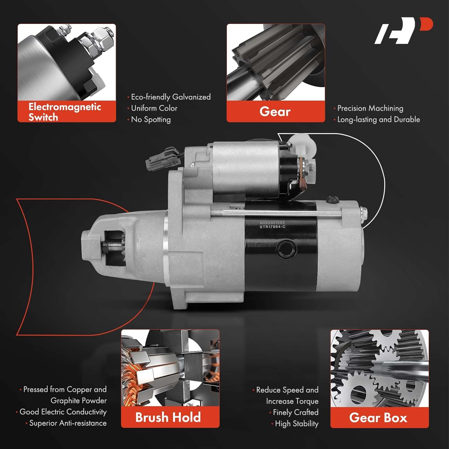 A-Premium Starter Motor Compatible with Infiniti M45 2003-2004, Q45 2002-2006, 4.5L, 12V 1.7KW 10-Teeth Clockwise, Replace# 23300AR20A, M002T85171