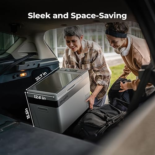 Vista 6 de BougeRV - Congelador portátil para coche, 12 V, refrigerador, compresor de coche, 12/24V CC 110~240 Volt CA,-7°F - 50°F Gris