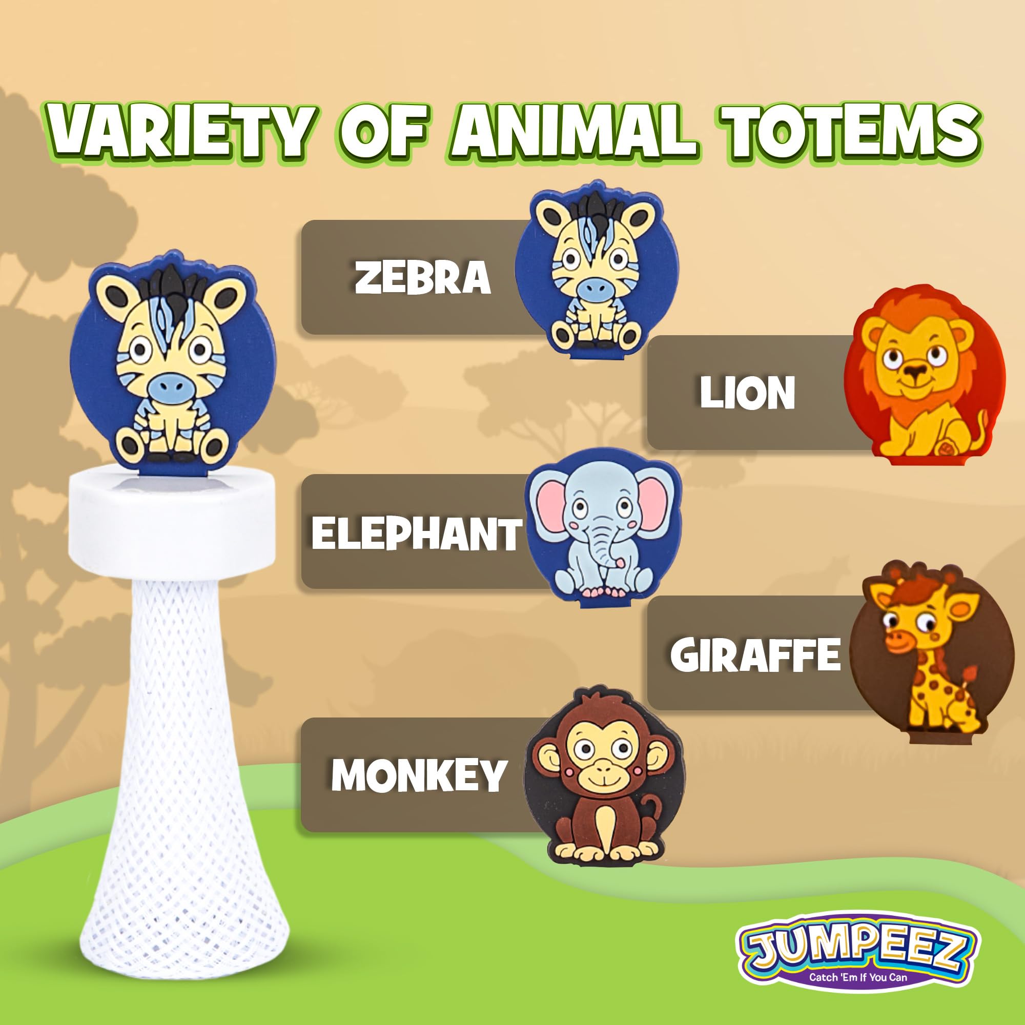 IPIDIPI TOYS Jumpeez Safari Rocket Poppers – Party Favors, Fun Jumping Bounce Poppers for Kids - Fillers, Classroom Prizes, Goodie Bag Fillers for Boys and Girls, Animals Jungle-Themed - Pack of 25