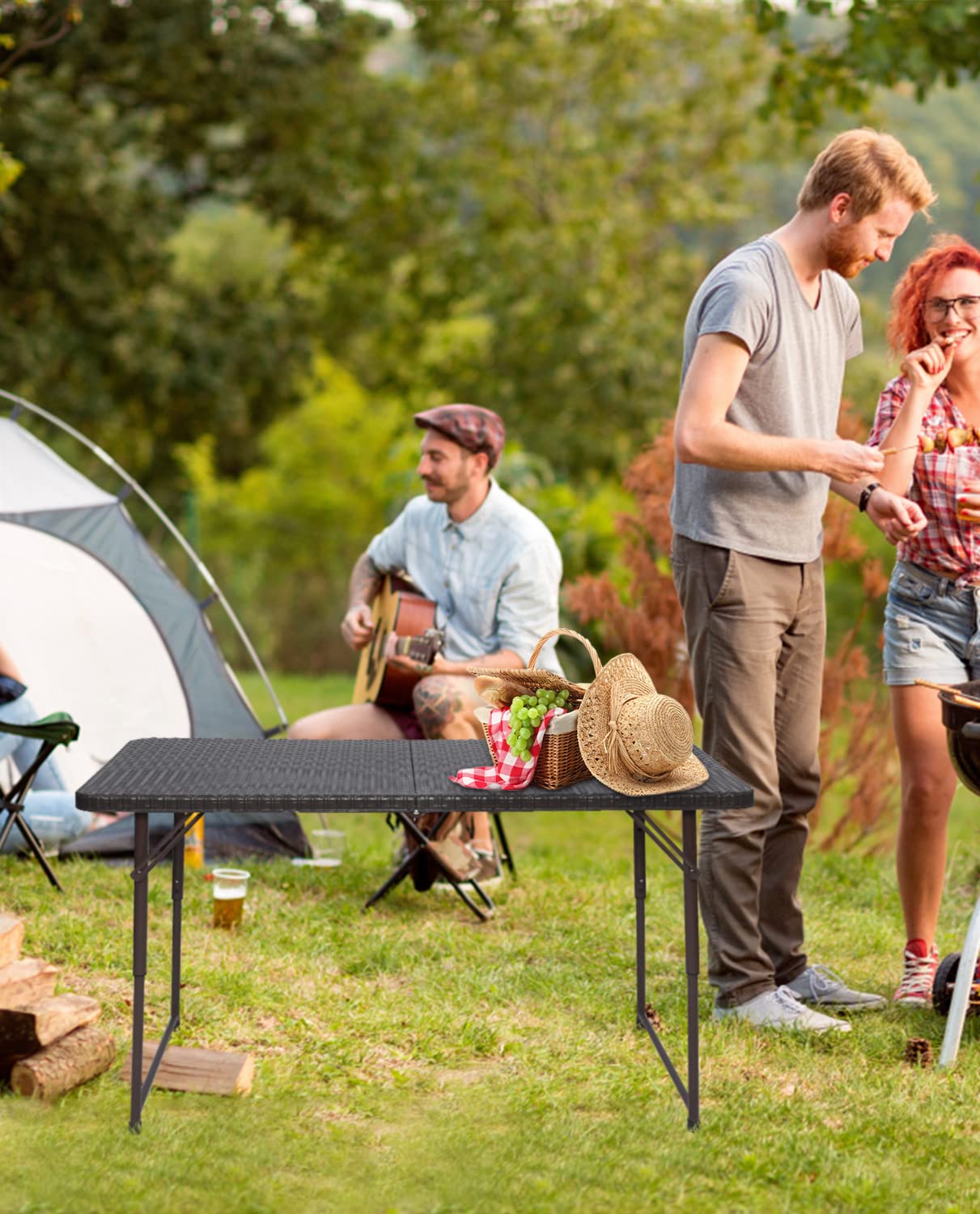 Buy Picnic Table Outdoor 4 Foot, Portable Folding Table Adjustable