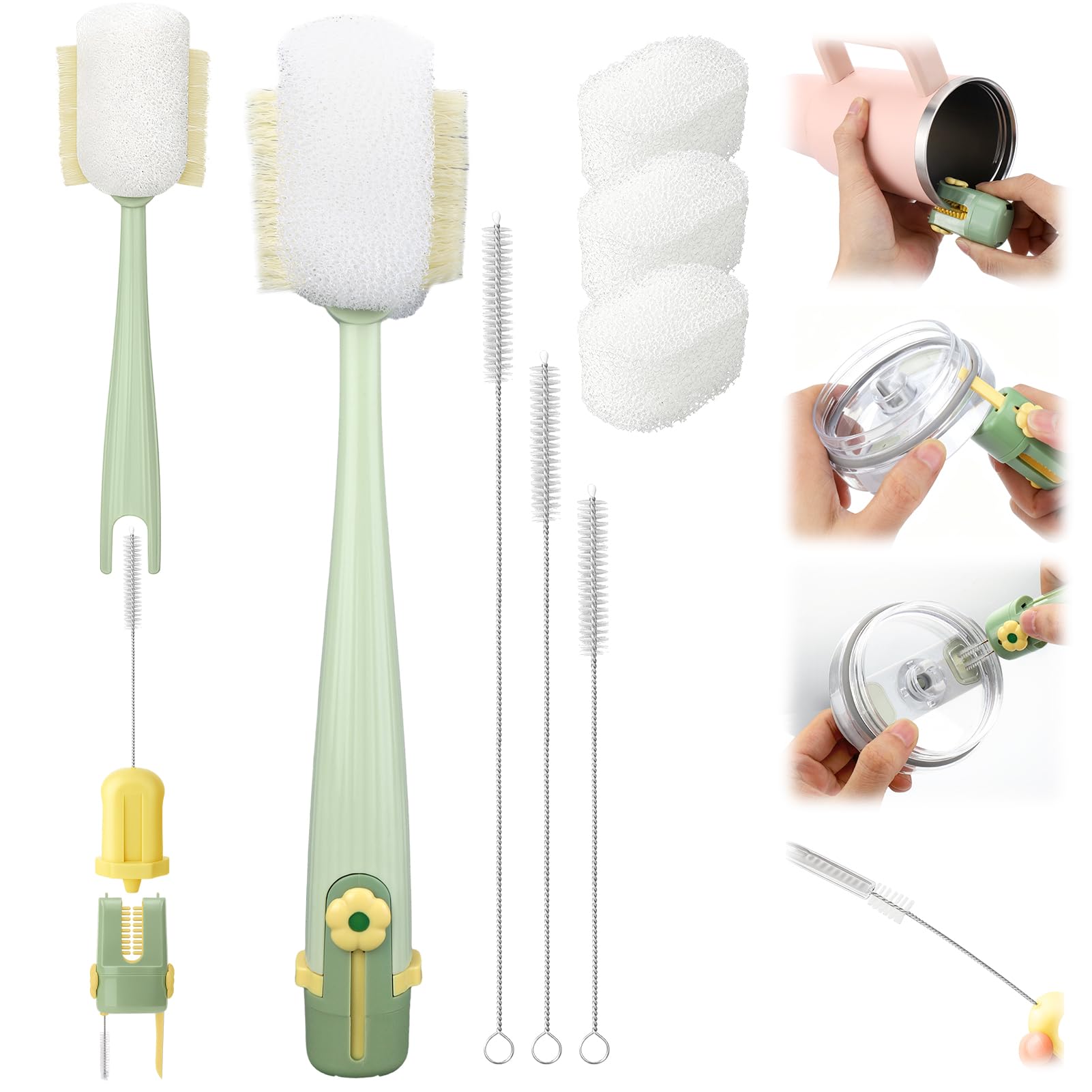 XANGNIER 5-in-1-Flaschenreinigungsbürsten-Set, multifunktionale Wasserflaschenbürste und Strohhalm-Reinigungsbürste, Reinigungswerkzeug-Set für Owala/Stanley/Yeti/einfaches, modernes Becherzubehör