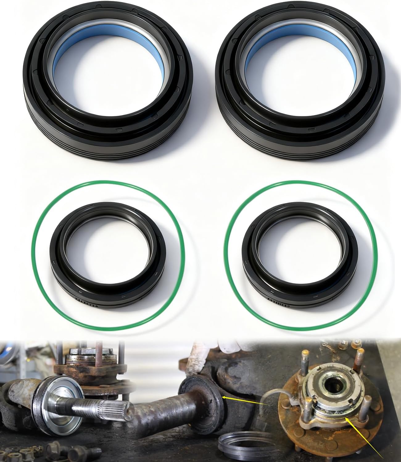 Front Axle Knuckle Tube Seal Kit - Fit for Ford 1998-2004 F250 F350 F450 F550 Super Duty Excursion Dana 50 60 Front Axle Knuckle Tube, Front Oil Seal Set, Replace 50491, 50381, 41784-2 - 6 PCS