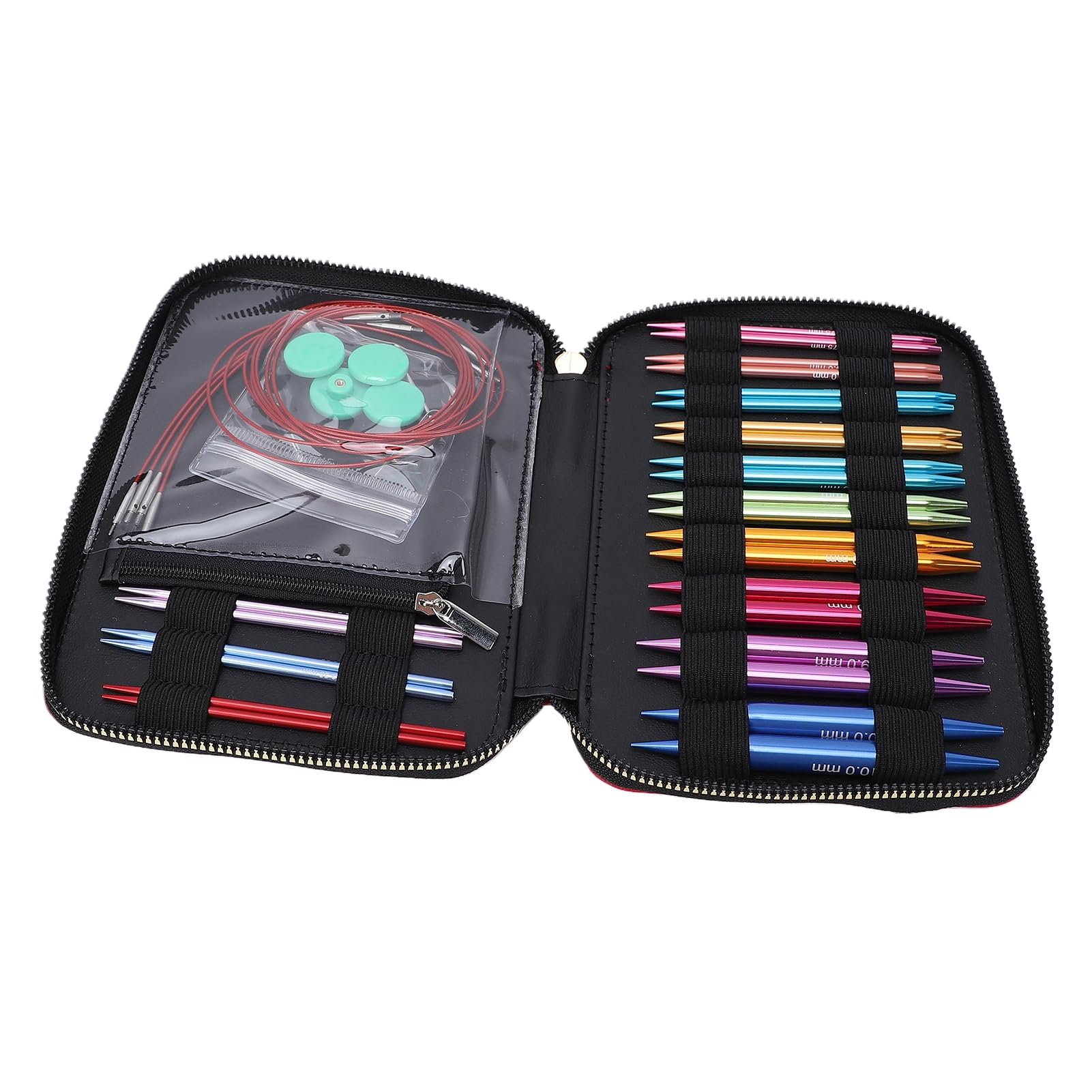 banapoy Juego de Agujas de Tejer Circulares Intercambiables, 13 Pares de Agujas y Cables de Tejer de Aluminio de Colores con Conexión Roscada Segura, Herramientas de Circulares para Manualidades