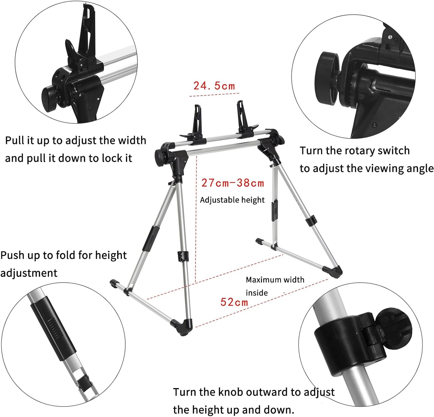 Tablet Stand for Bed Laying Down, 270 Degree Rotation Adjustable Clip ipad Holder Floor Desk Sofa Bed Stand,Compatible with All 0-9.65 Inches Tablet iPad Phones and Display Devices