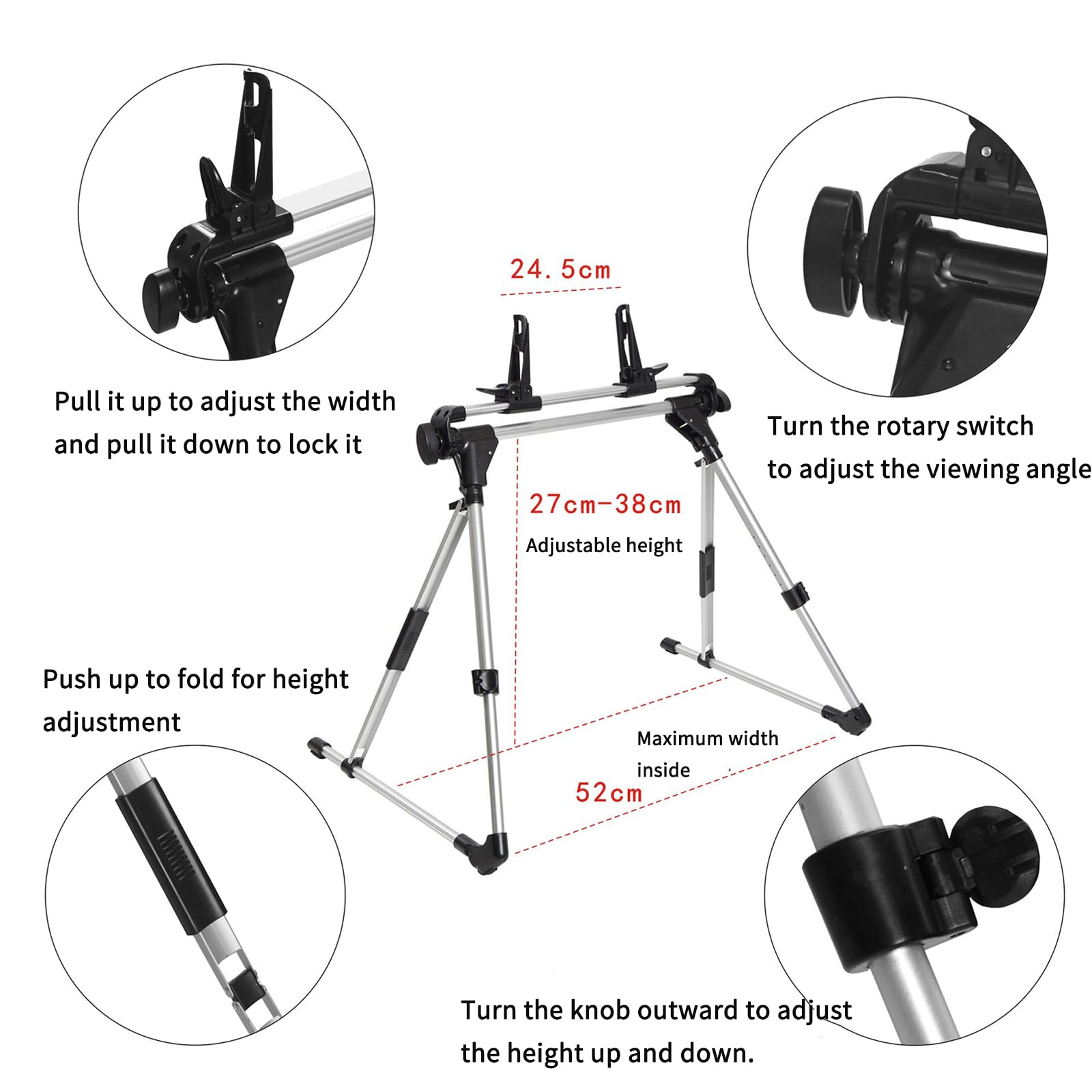 Soporte para tablet para cama, rotación de 270 grados, clip ajustable, soporte para iPad, escritorio, sofá, cama, compatible con todos los teléfonos y dispositivos de pantalla de 0 a 9.65