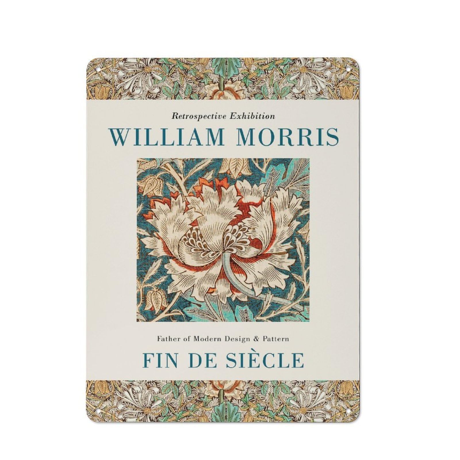 Junmoney Style-8 William Morris Exhibition Rustic Tin Sign 40X30cm For Living Room Wall, Suited To Home Wall Decor Collectors