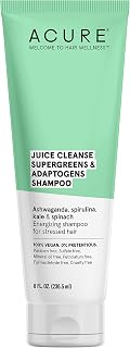 Acure Juice Cleanse Supergreens & Adaptogens Shampoo | 100% Vegan | Antioxidant Shampoo For Super Stressed Hair | Ashwagandha, Spirulina, Kale & Spinach - Brightens & Re-Energizes Hair | 8 Fl Oz